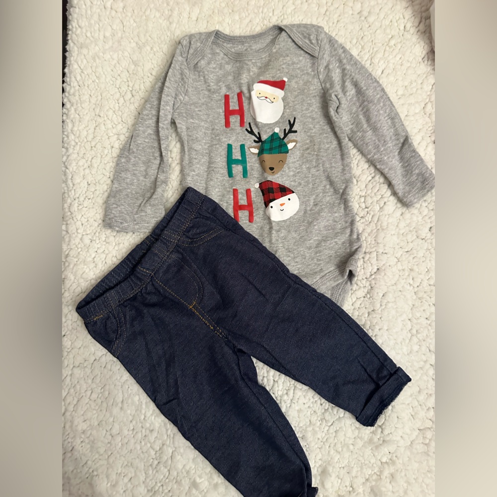 Carter's Gray and Blue Holiday Matching Set